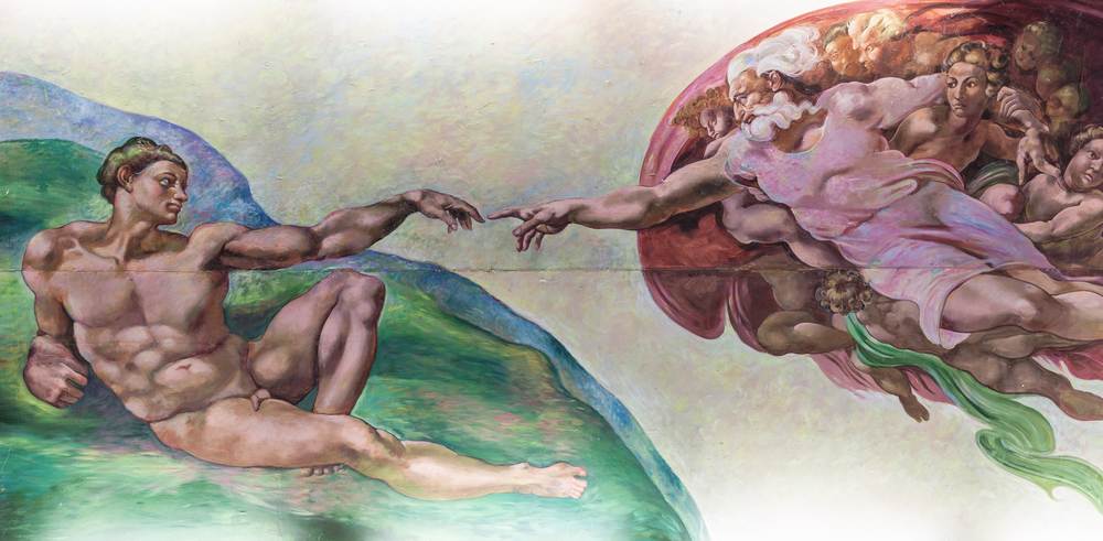 The creation of Adam or God's touch with finger